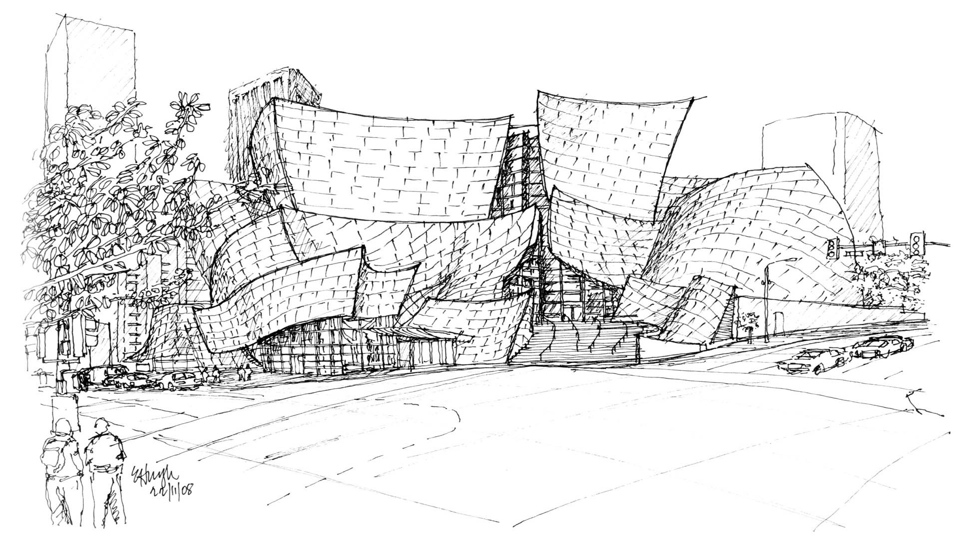 Sketches of Frank Gehry Background