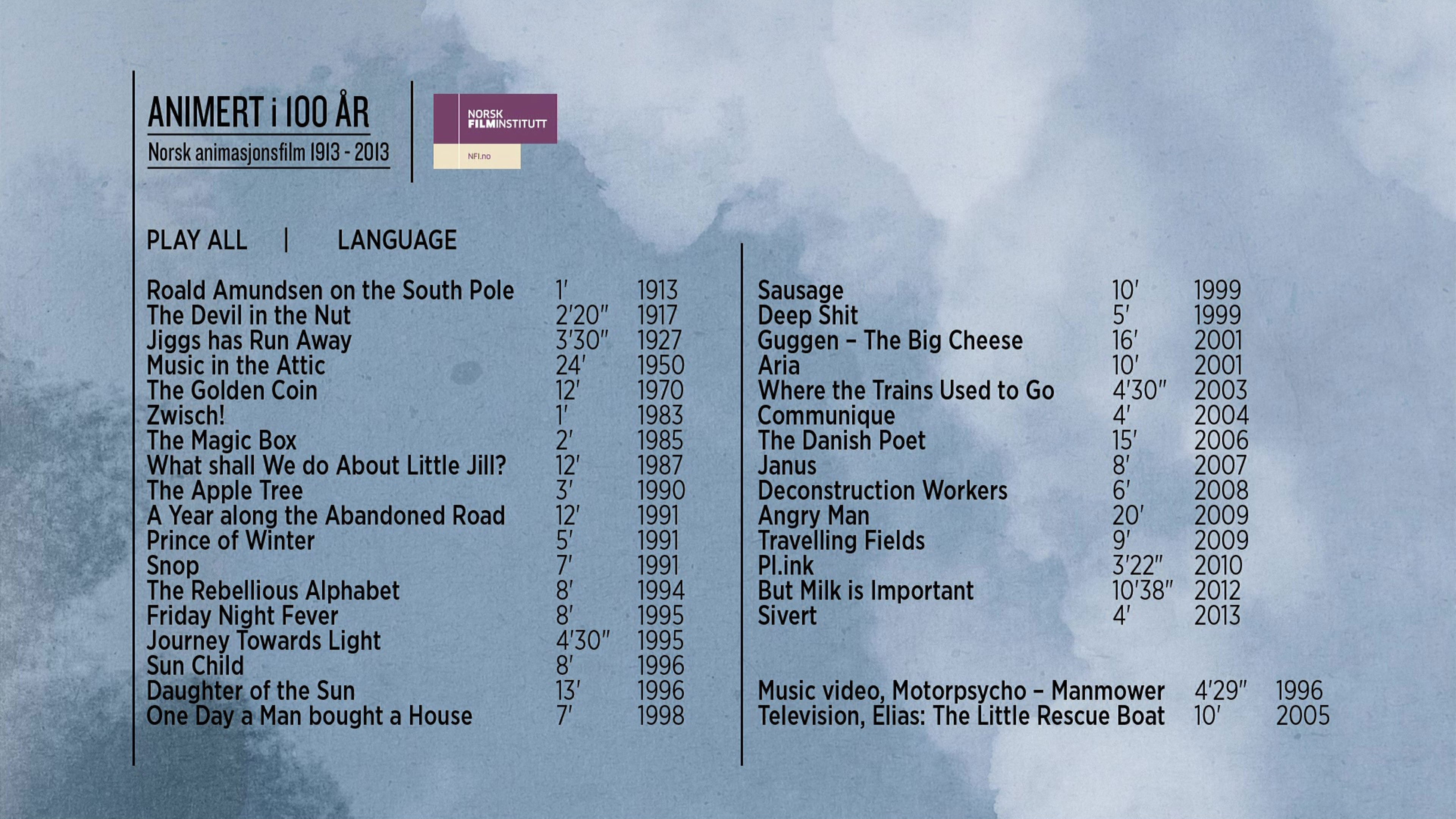 Animert i 100 år 1913-2013 Background